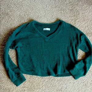 Hollister Green V-Neck Cropped Sweater